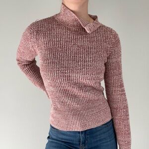 2000s GAP Blush Pink Asymmetrical Collar Knit Sweater